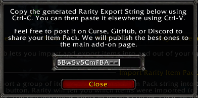 The exported string can be copied